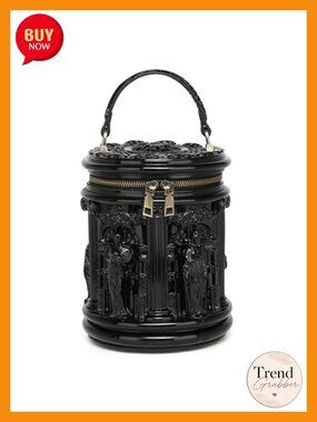 PVC Novelty Greek God Relief Cylinder Bucket Bag Crossbody Purse
